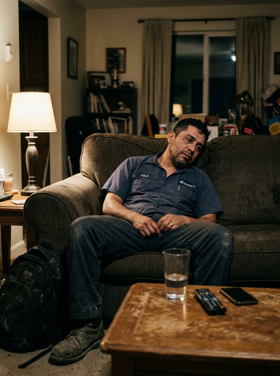 Hombre agotado después de un día largo